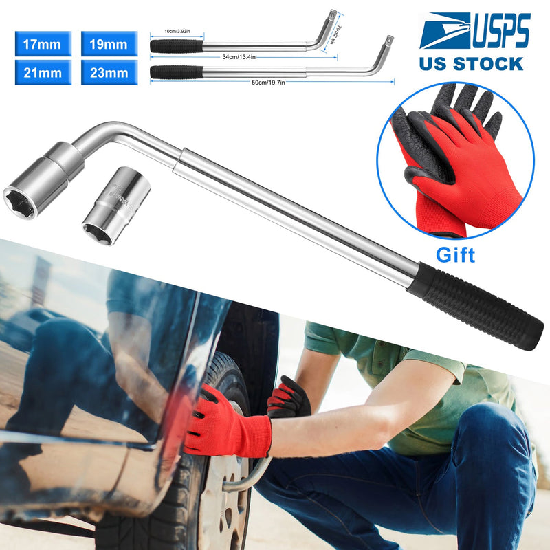 Telescoping Lug Wrench Extendable Tire Wheel Nut with CR-V Sockets Automotive - DailySale
