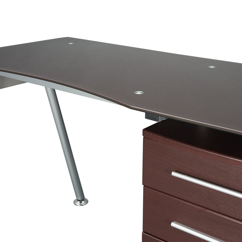 Tempered Glass Top Computer Desk with Storage Everything Else - DailySale