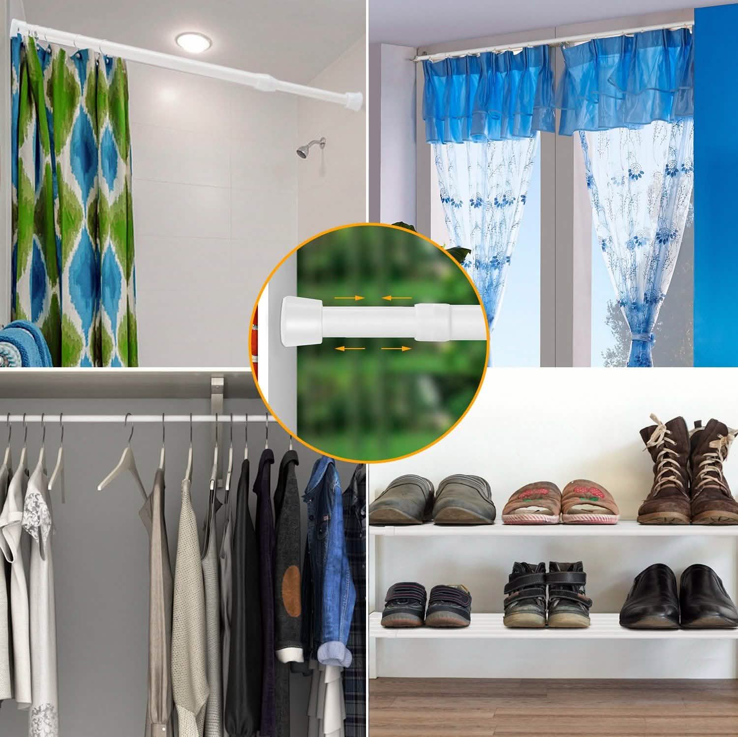 Tension Curtain Rod Spring Load Adjustable Curtain Pole Lighting & Decor - DailySale