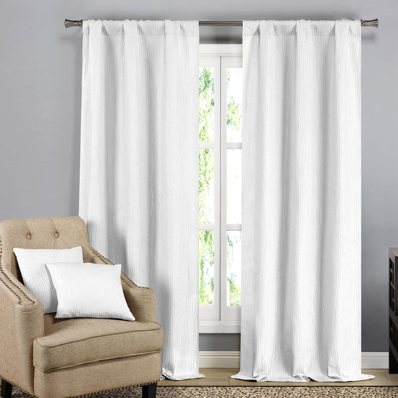 Textured Window Curtain Pair Panel with Matching Dec Pillows Set Furniture & Decor White/Silver - DailySale