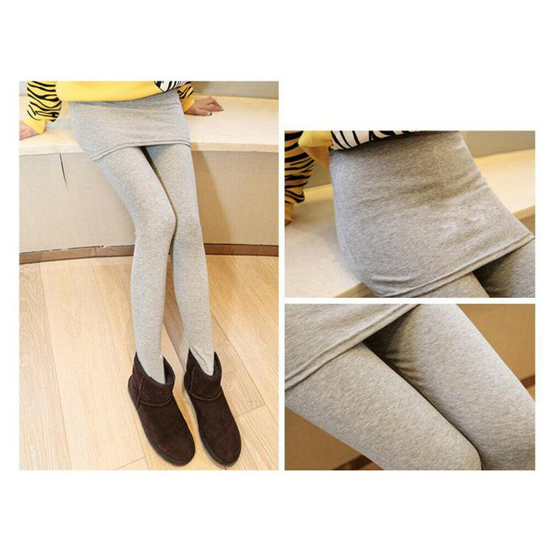 Thick Lined Leggings with Attached Skirt - Light Gray Women's Apparel - DailySale