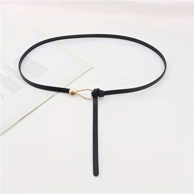 Thin Leather Belt Female Bow Leisure Belts Women's Shoes & Accessories Black - DailySale