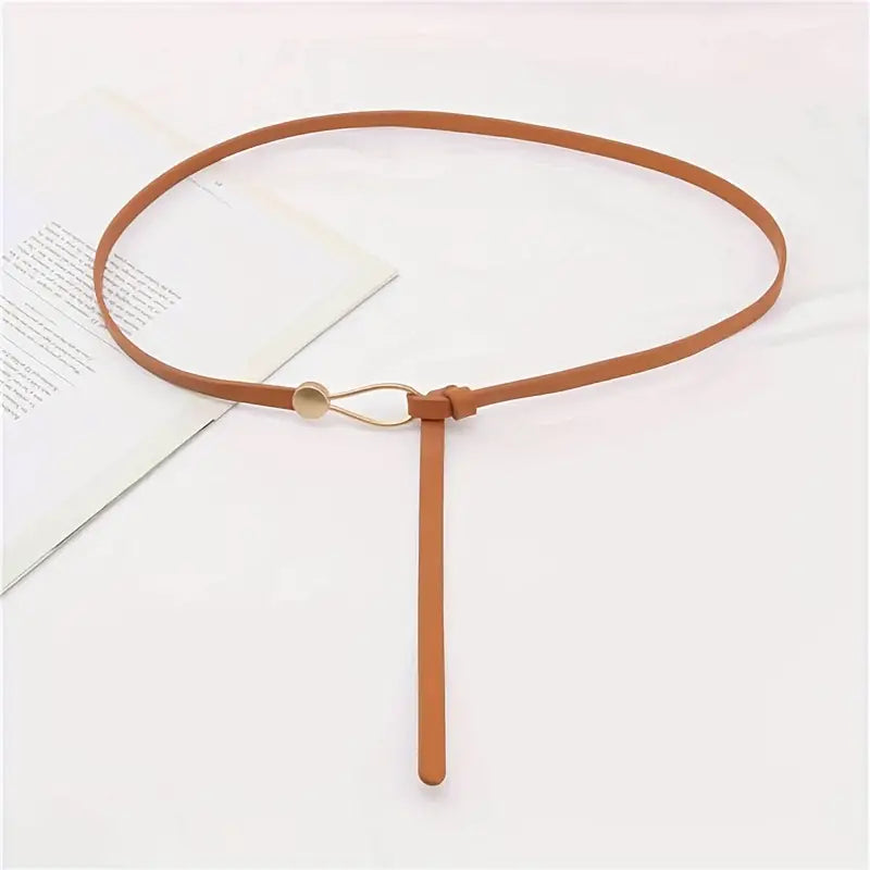 Thin Leather Belt Female Bow Leisure Belts Women's Shoes & Accessories Camel - DailySale