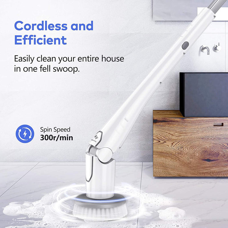 4 in 1 Sonic Scrubber Electric Cleaning Brush Household Toilet Cleaner Brush  with 4 Brush Heads for Household Grout, Floor, Tub, Shower, Tile, Bathroom  and Kitchen Surface 