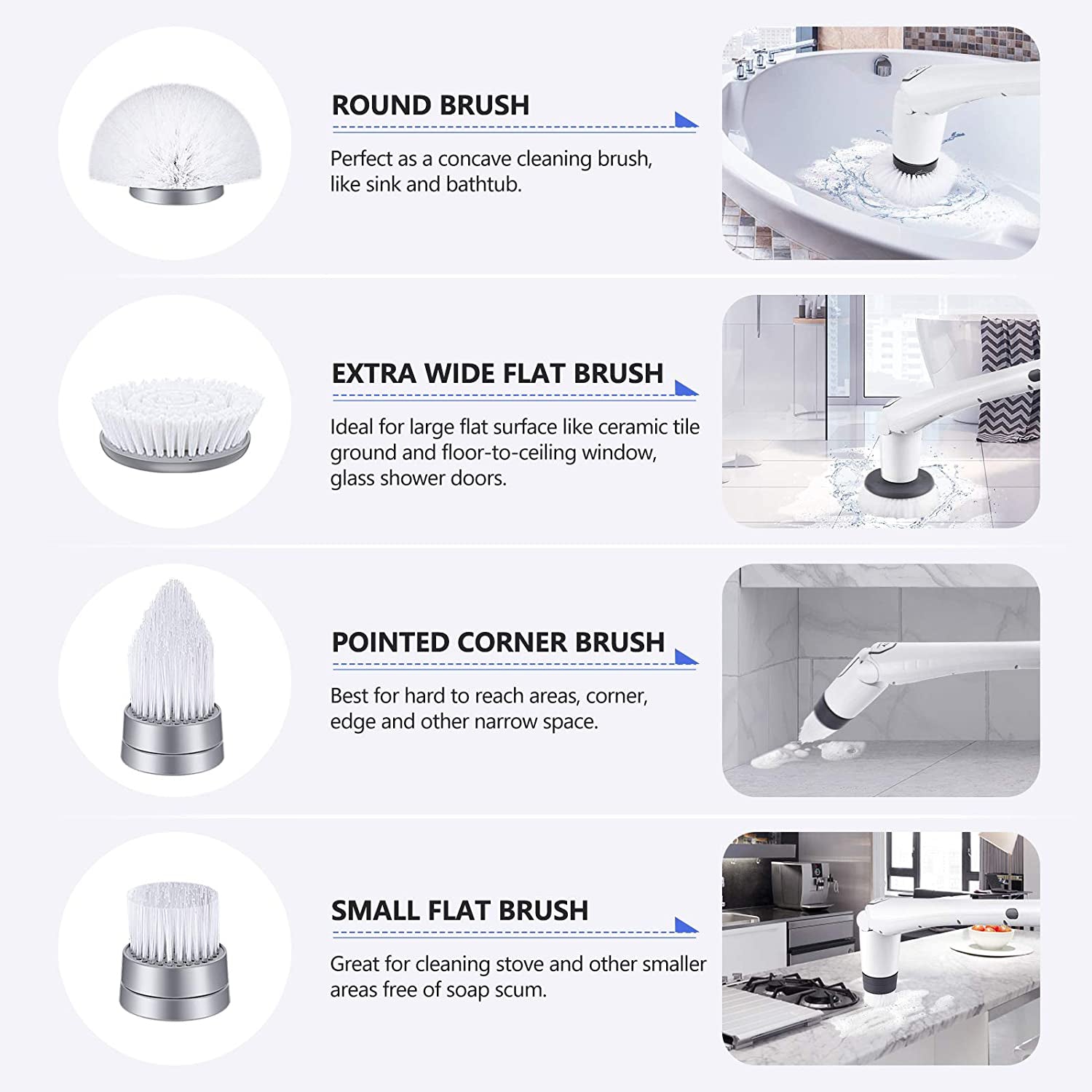 4 In 1 Mini Portable Electric Cleaning Scrubber 4 Heads Electric Spin Household  Cleaning Brushes for Kitchen Bathroom Floor Shower Tile Tub Home Cleaner  Family Cleaning Helper 