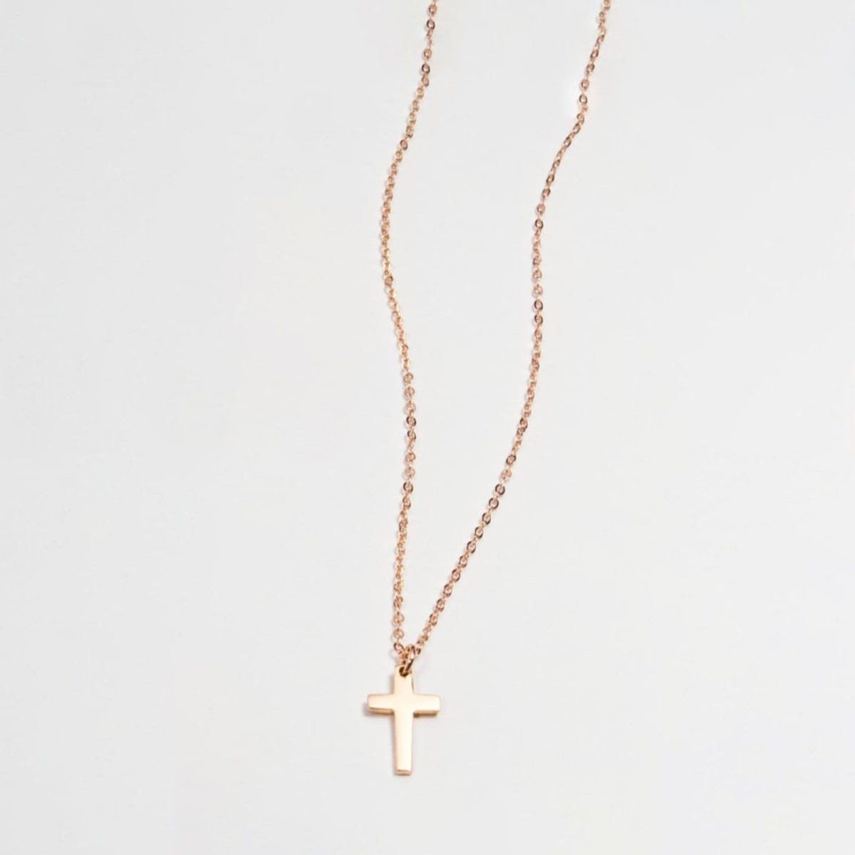 Tiny Cross Necklace Necklaces Rose Gold - DailySale