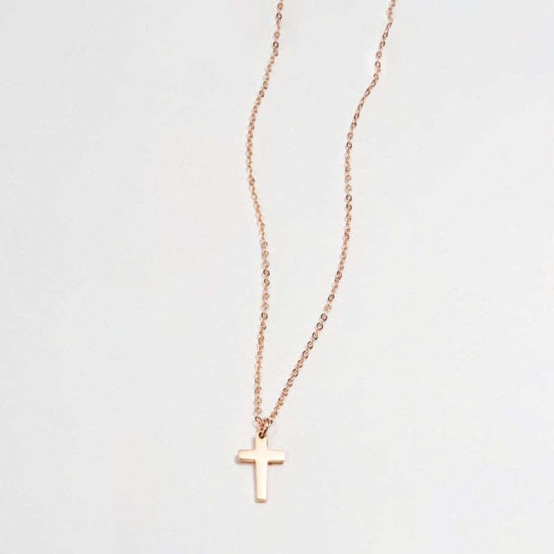 Tiny Cross Necklace Necklaces Rose Gold - DailySale