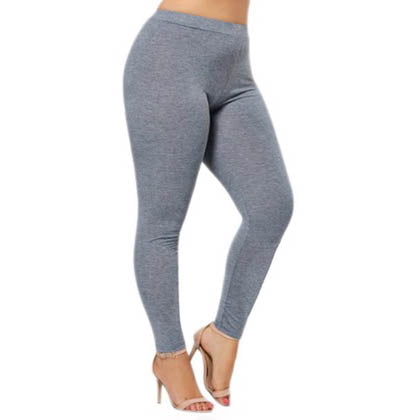 ToBeInStyle Women's Skinny Fit Cotton Full Length Leggings - Regular and Plus Sizes Women's Bottoms Heather Gray L - DailySale