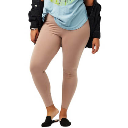 ToBeInStyle Women's Skinny Fit Cotton Full Length Leggings - Regular and Plus Sizes Women's Bottoms Sesame XXL - DailySale