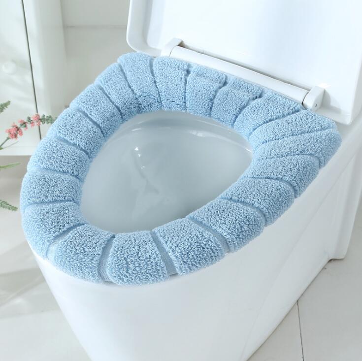 Toilet Seat Soft Thick Washable Cover Pad Protector Bath Blue - DailySale