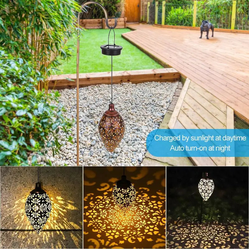 Tomshine Solar Lantern LED Moroccan Garden Lights Metal Lamp Waterproof Outdoor Lighting - DailySale