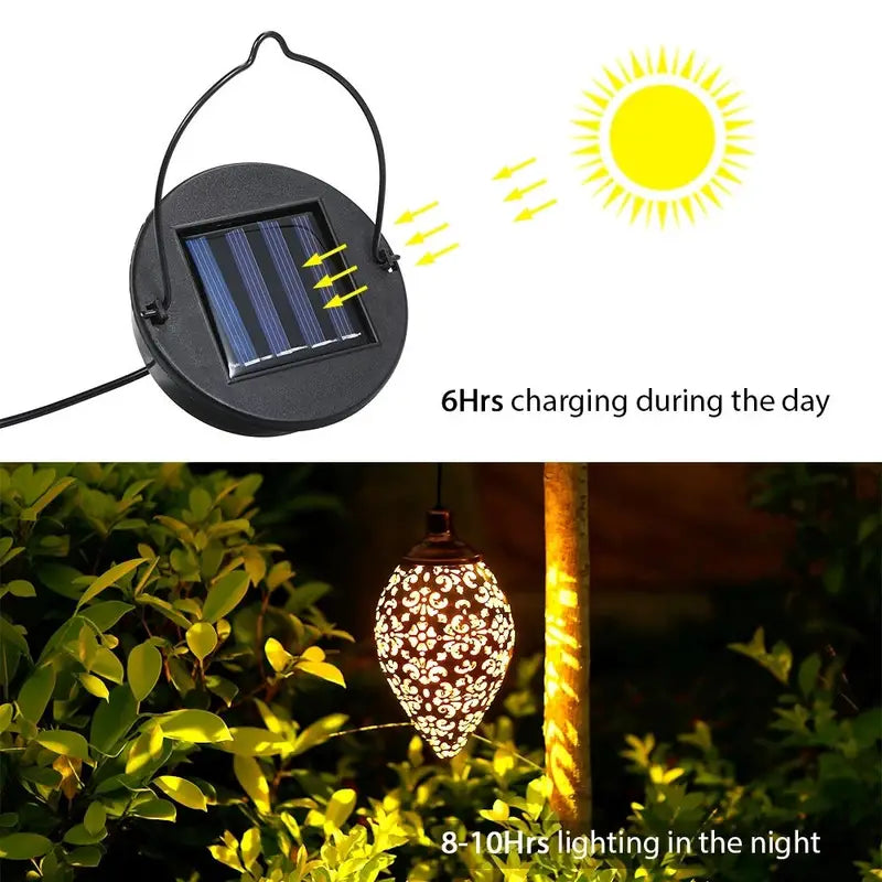 Tomshine Solar Lantern LED Moroccan Garden Lights Metal Lamp Waterproof Outdoor Lighting - DailySale