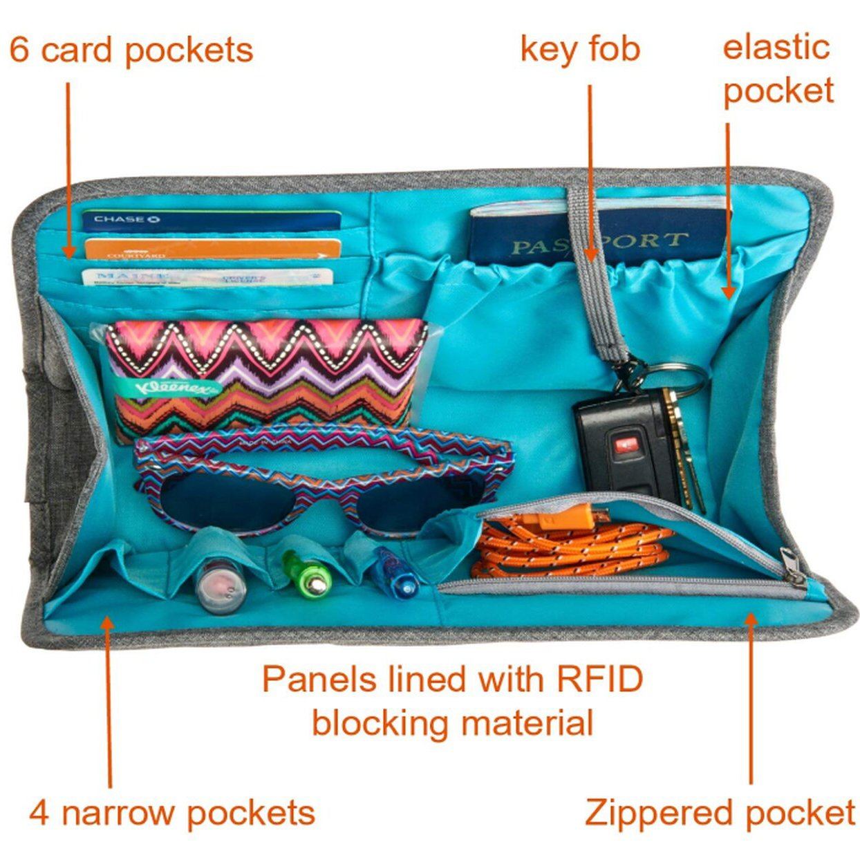 tote handbag and purse organizer insert with rfid lining bags travel dailysale 239567
