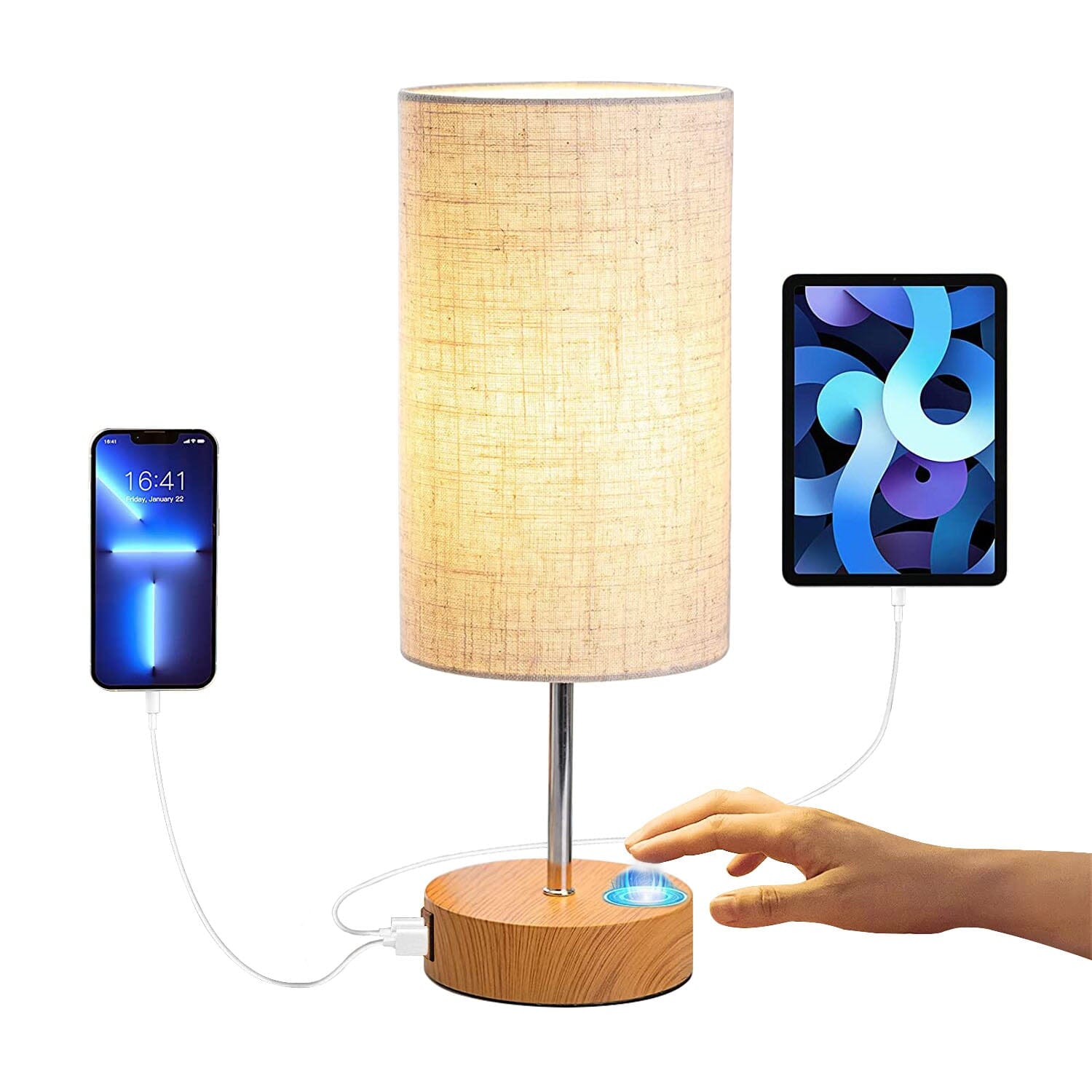 Touch Control Table Lamp 3-Way Dimmable Nightstand Beside Lamp Indoor Lighting - DailySale