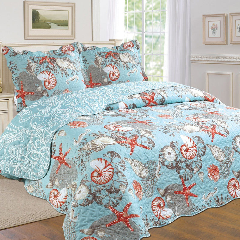 Tradition Premium Printed Reversible Quilt Sets - Assorted Styles Bedding Coastal Twin - DailySale