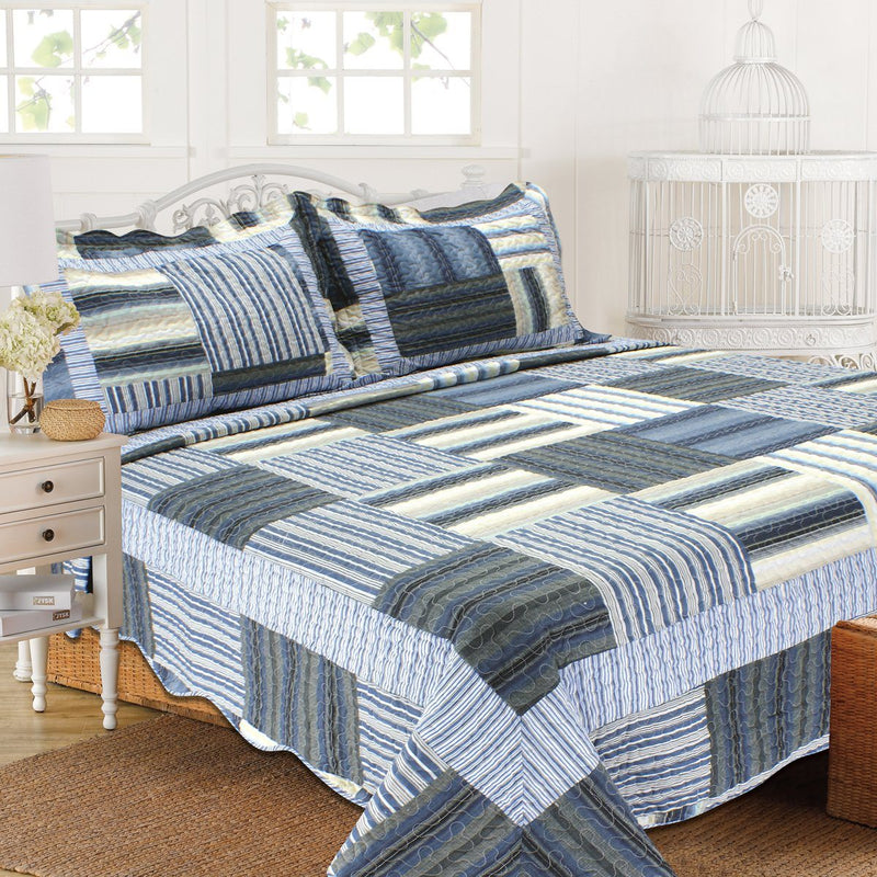 Tradition Premium Printed Reversible Quilt Sets Linen & Bedding Blue Twin - DailySale