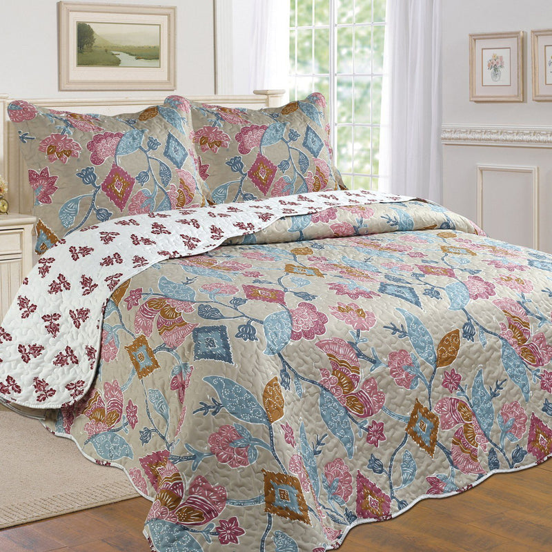 Tradition Premium Printed Reversible Quilt Sets Linen & Bedding Floral Twin - DailySale