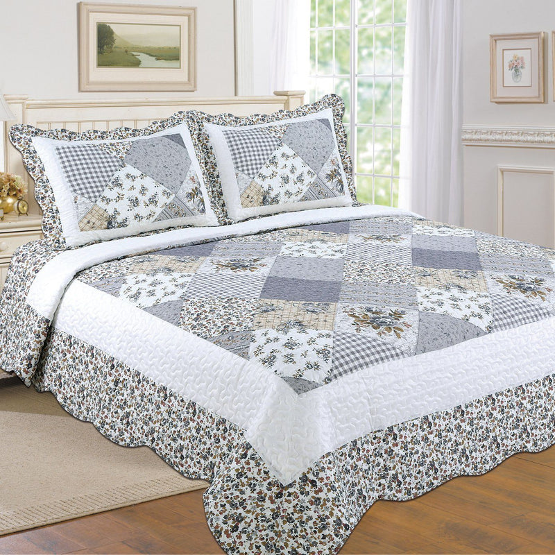 Tradition Premium Printed Reversible Quilt Sets Linen & Bedding Gray Twin - DailySale