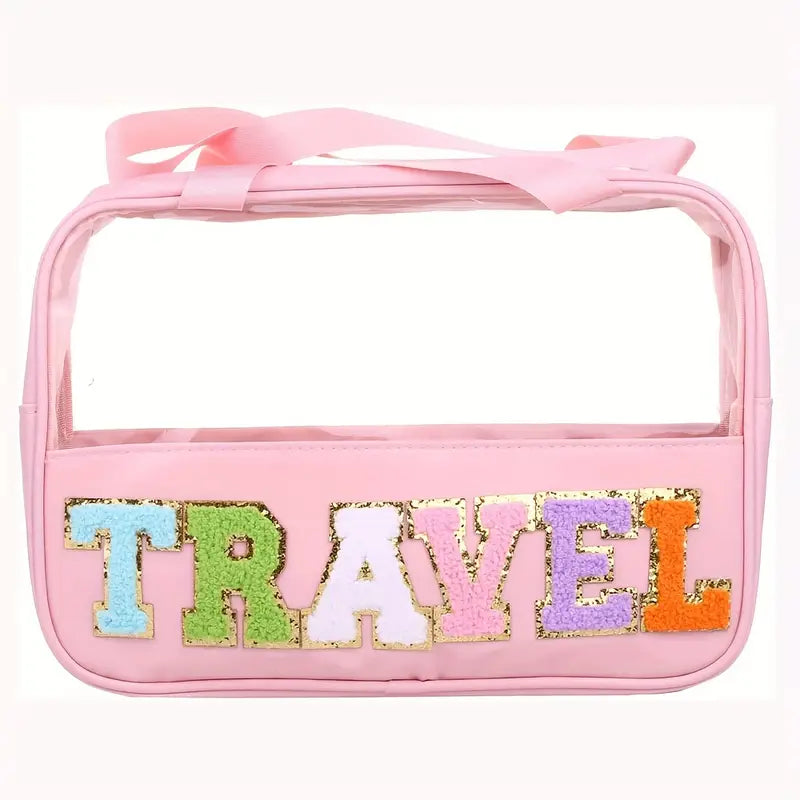 Transparent Letter Pattern Makeup Bag with Handle Bags & Travel - DailySale