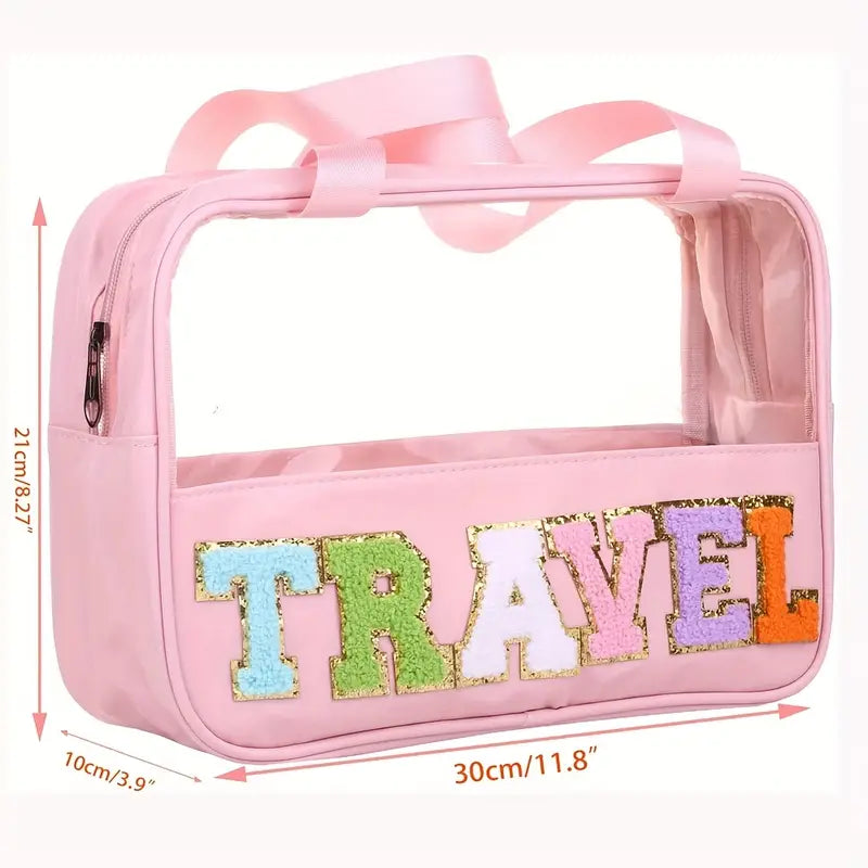 Transparent Letter Pattern Makeup Bag with Handle Bags & Travel - DailySale