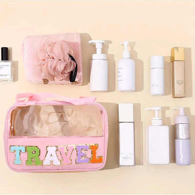Transparent Letter Pattern Makeup Bag with Handle Bags & Travel - DailySale