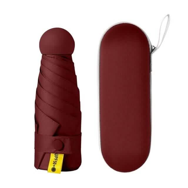 Travel Mini Umbrella for Purse Sports & Outdoors Burgundy - DailySale