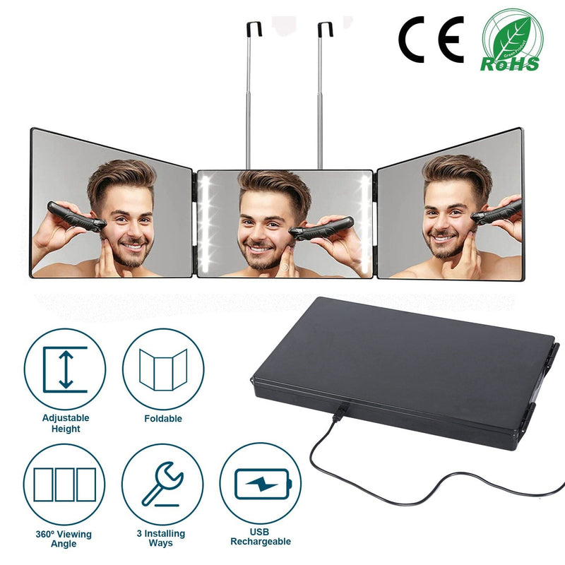 Tri-Fold Mirror with Telescopic Hanger Beauty & Personal Care - DailySale