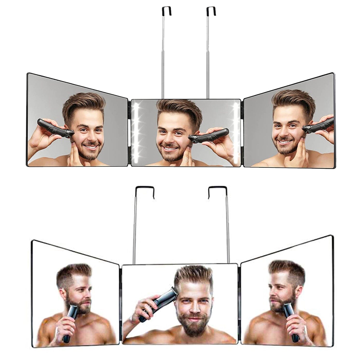 Tri-Fold Mirror with Telescopic Hanger Beauty & Personal Care - DailySale