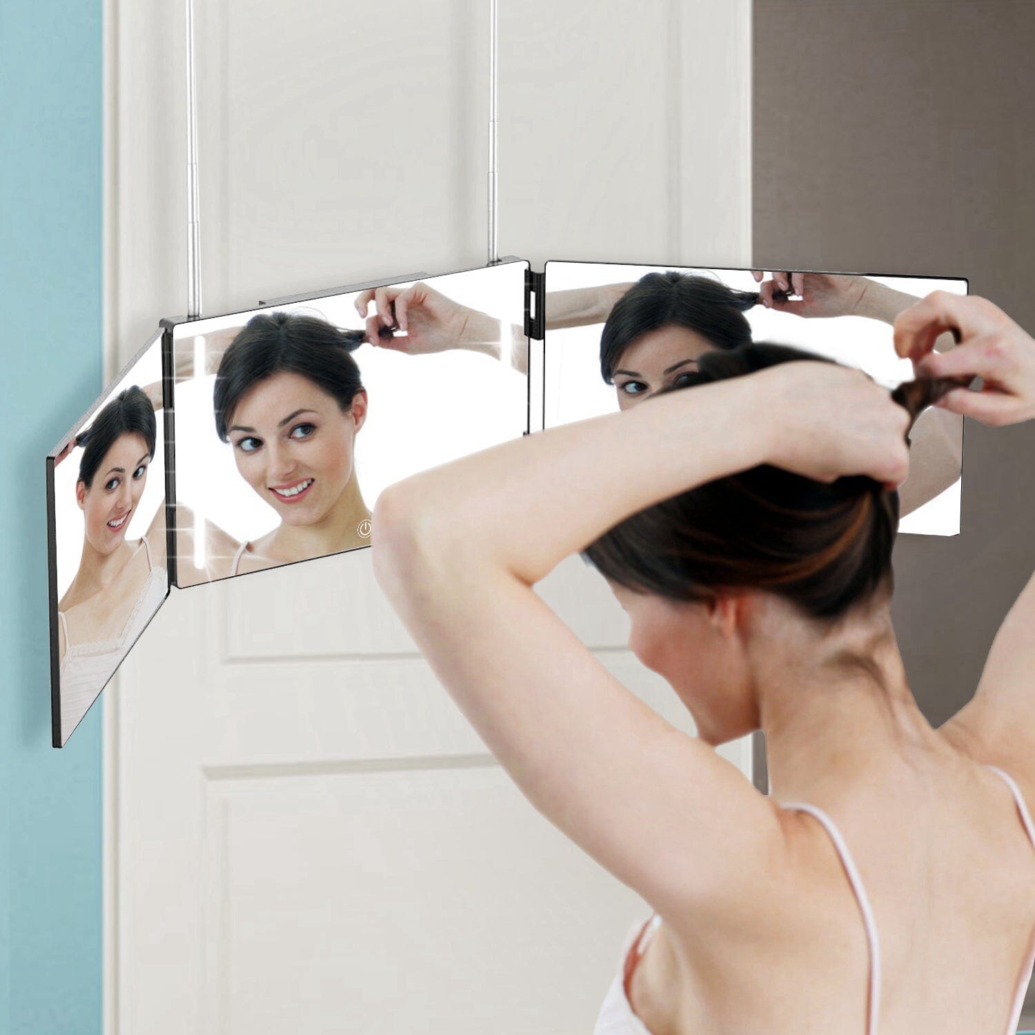 Tri-Fold Mirror with Telescopic Hanger Beauty & Personal Care - DailySale