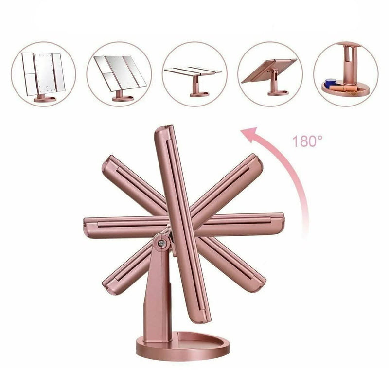 Tri-fold Vanity Makeup LED USB Touch Screen 10X Magnifing Mirror Beauty & Personal Care - DailySale