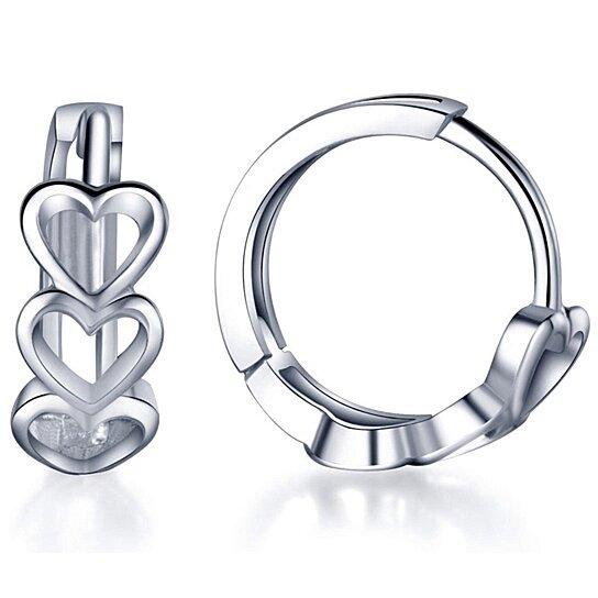 Tri Heart Petite Huggie Earrings Jewelry - DailySale