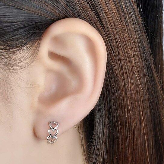 Tri Heart Petite Huggie Earrings Jewelry - DailySale