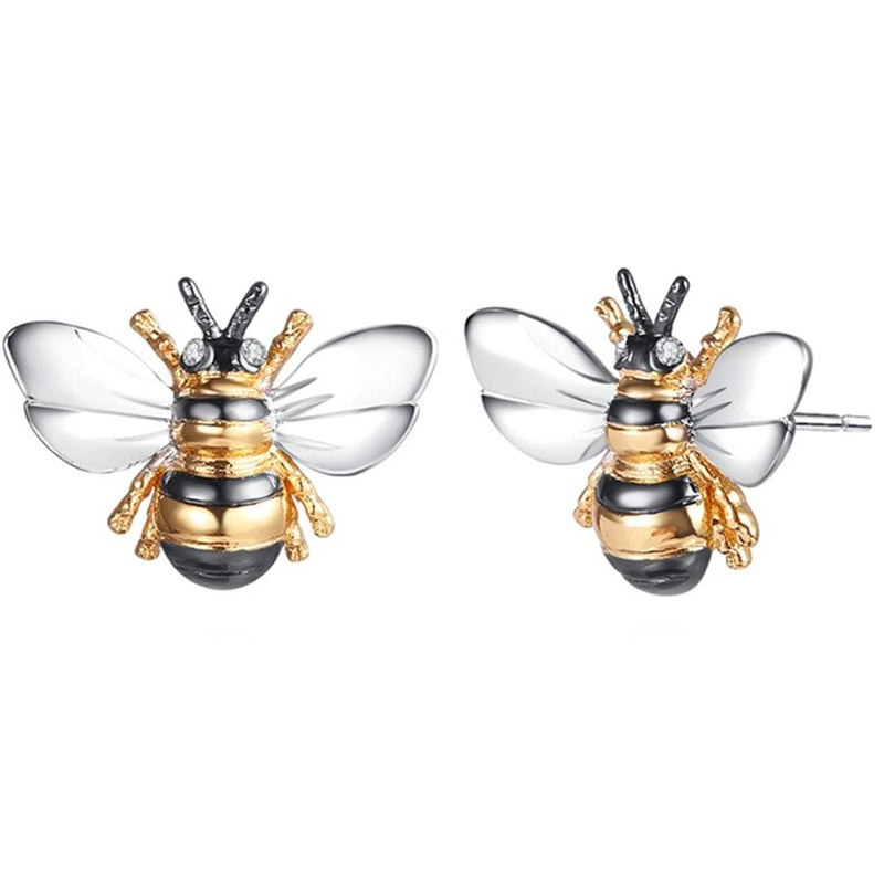 Tri-Tone Bumble Bee Stud Earrings Made with Swarovski Elements Jewelry - DailySale