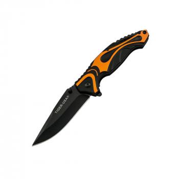 Trigger Action Stainless Steel Knife Tactical Black/Orange - DailySale