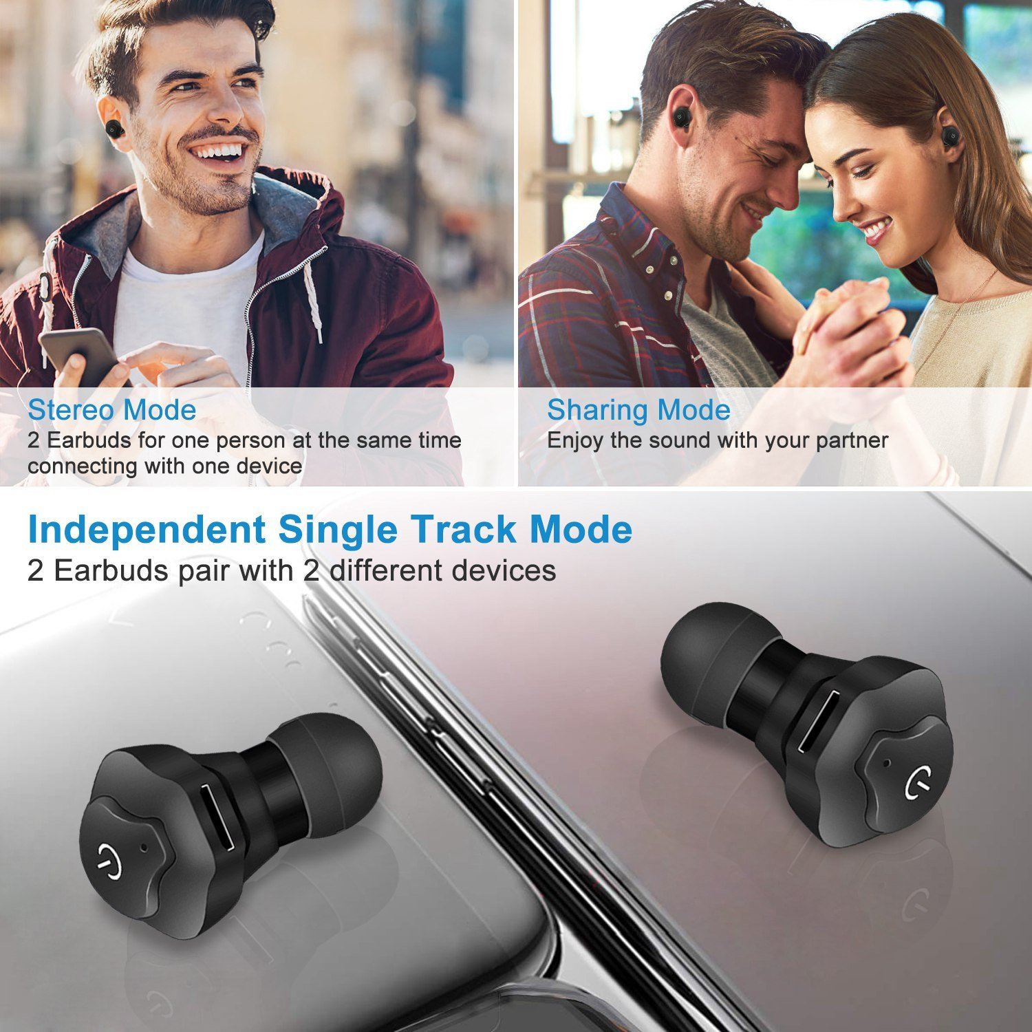 True Wireless Earbuds CSR v4.2 In-Ear Stereo Headsets Headphones & Audio - DailySale