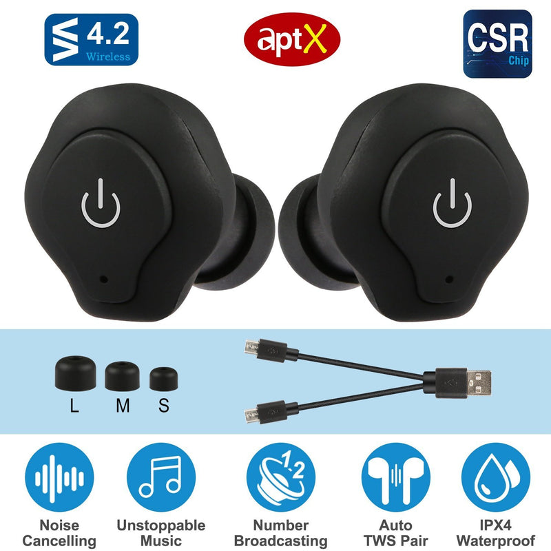 True Wireless Earbuds CSR v4.2 In-Ear Stereo Headsets Headphones & Audio - DailySale