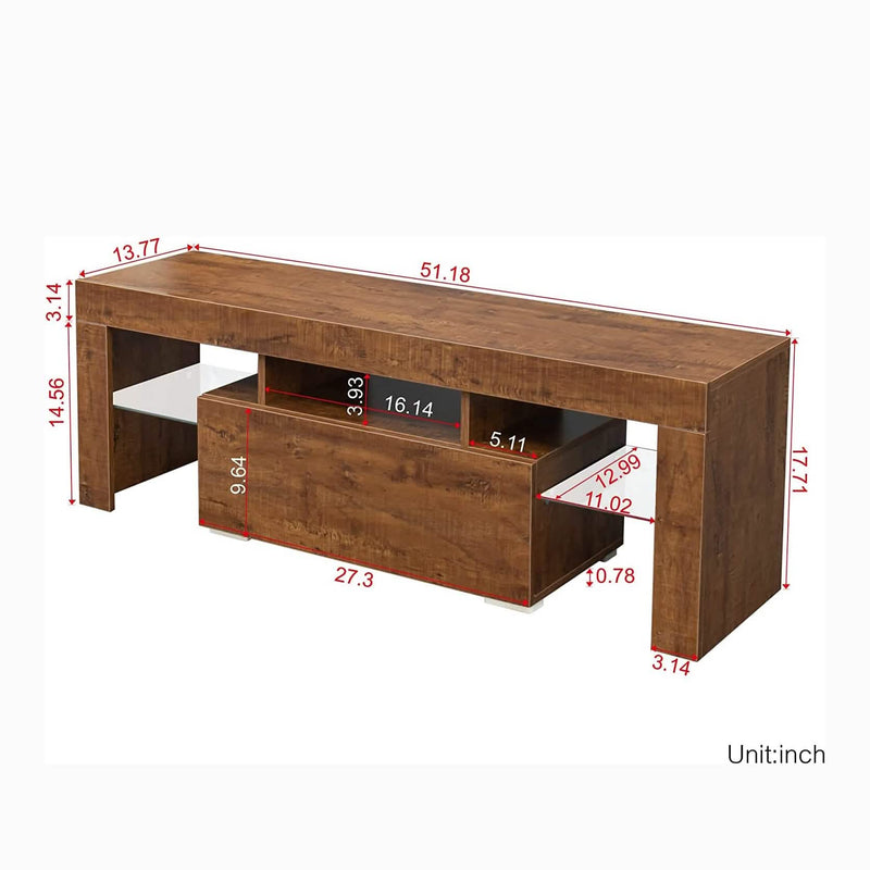 TV Stand with LED Lights Open Shelf Console Storage Table Furniture & Decor - DailySale