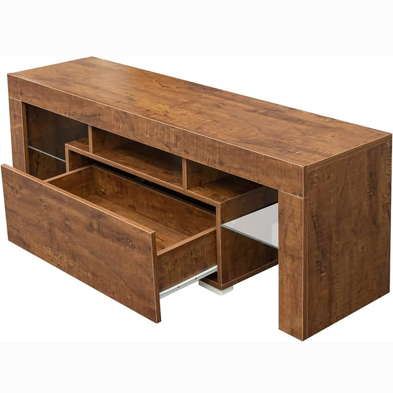TV Stand with LED Lights Open Shelf Console Storage Table Furniture & Decor - DailySale