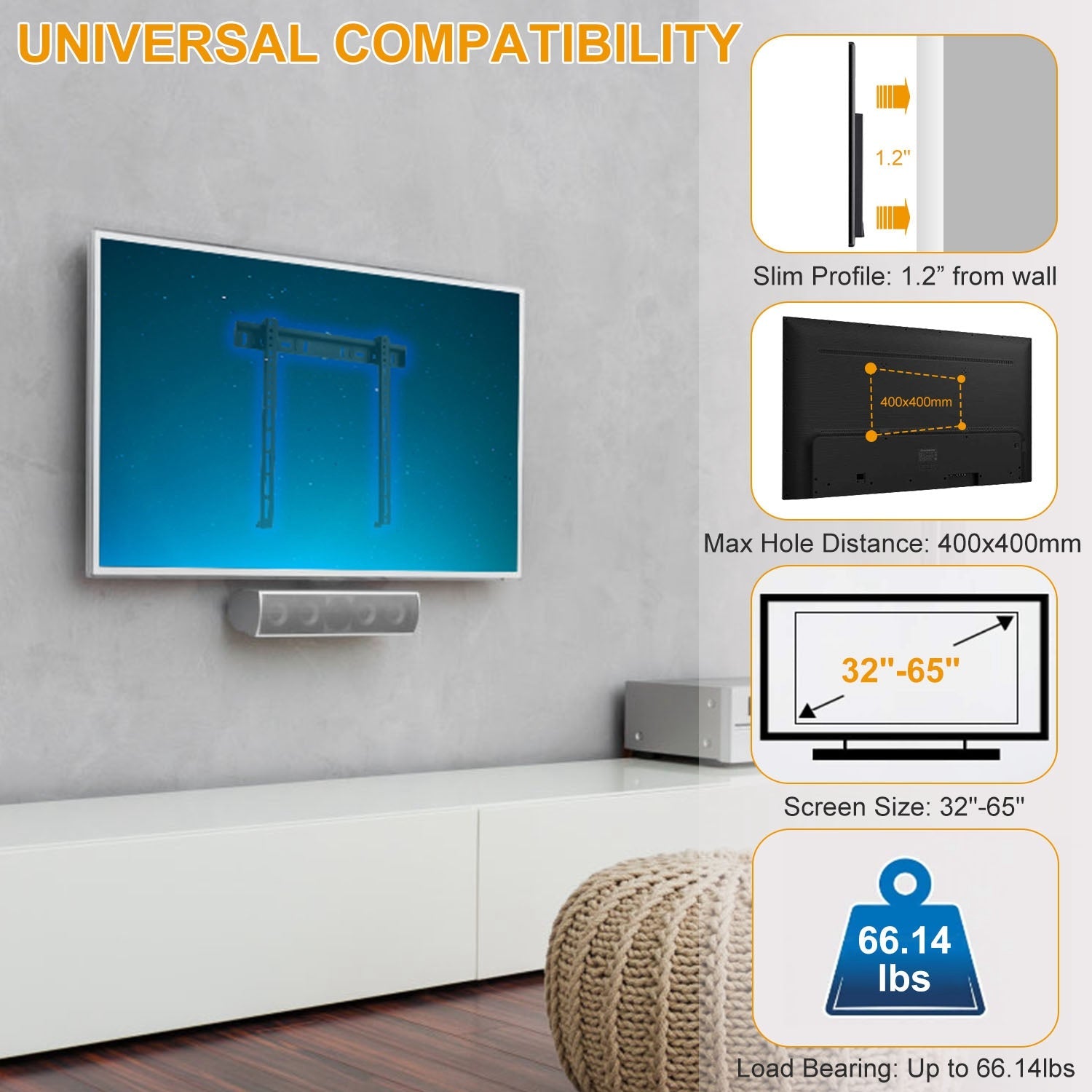 TV Wall Mount Bracket Support 32-65 inch Flat TV TV & Video - DailySale