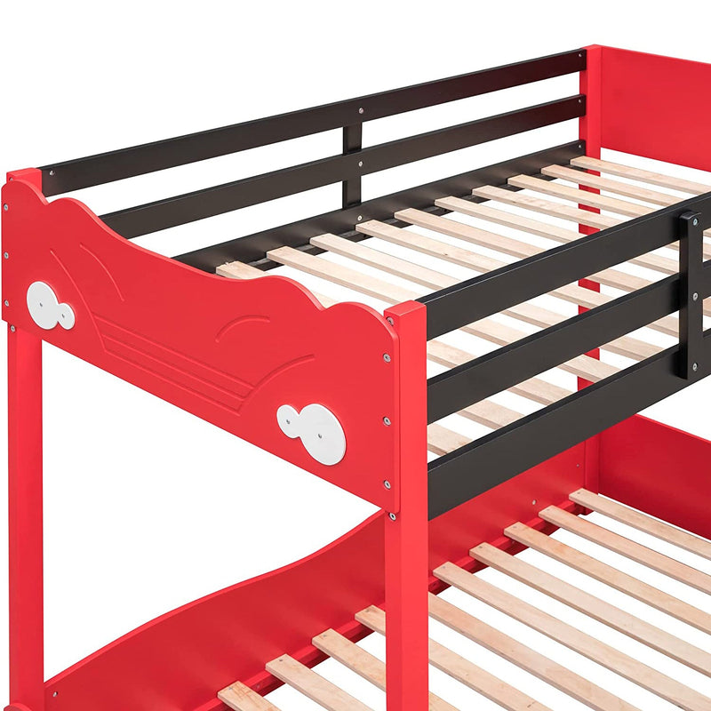 Twin Size Car-Shaped Bunk Bed with Wheels Furniture & Decor - DailySale