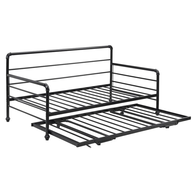 Twin Size Daybed with Adjustable Trundle Furniture & Decor Black - DailySale