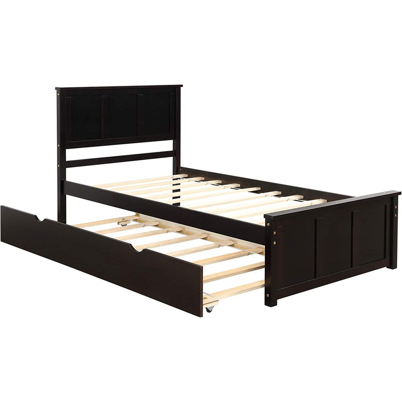 Twin Size Platform Bed with A Trundle