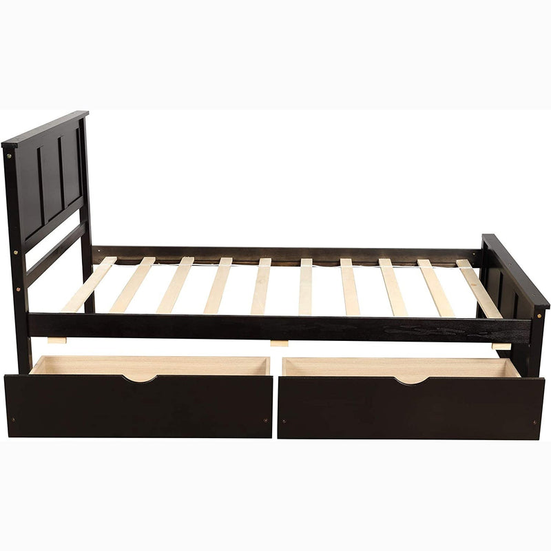 Twin Size Platform Bed with Two Drawers