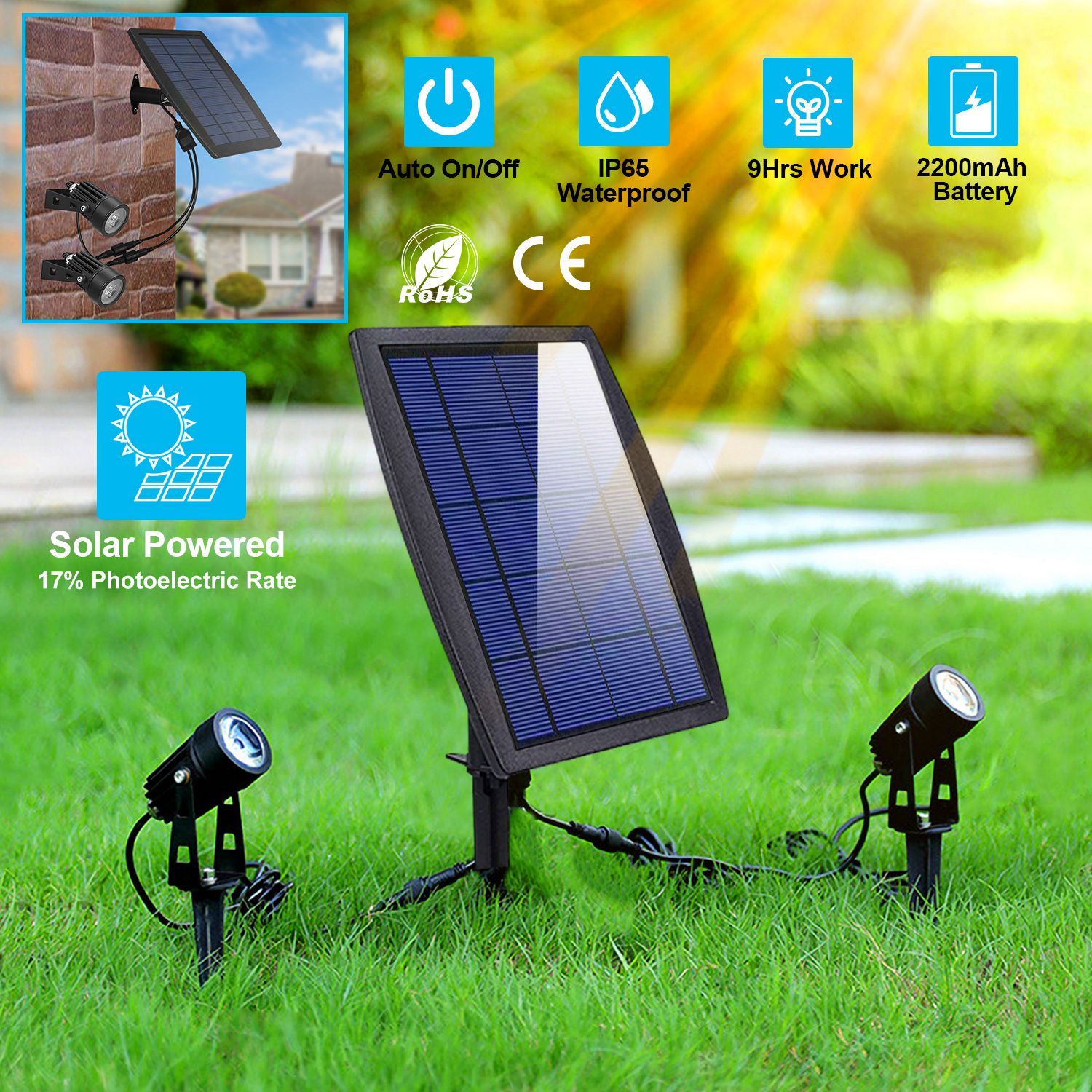 Twin Solar Spotlight Outdoor Light Outdoor Lighting - DailySale