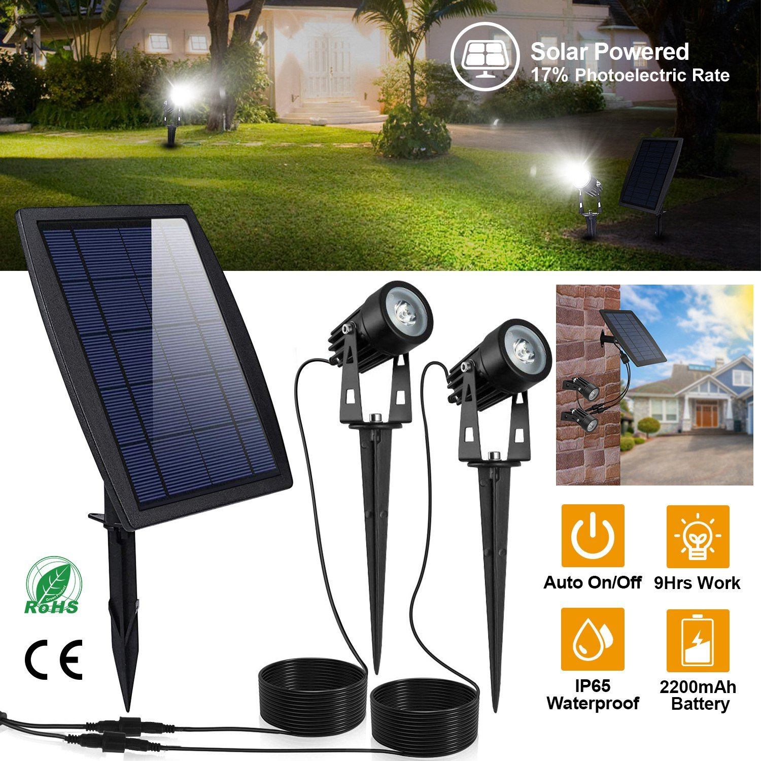 Twin Solar Spotlight Outdoor Light Outdoor Lighting - DailySale