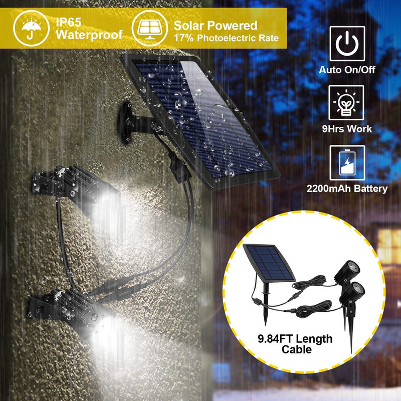 Twin Solar Spotlight Outdoor Light Outdoor Lighting - DailySale