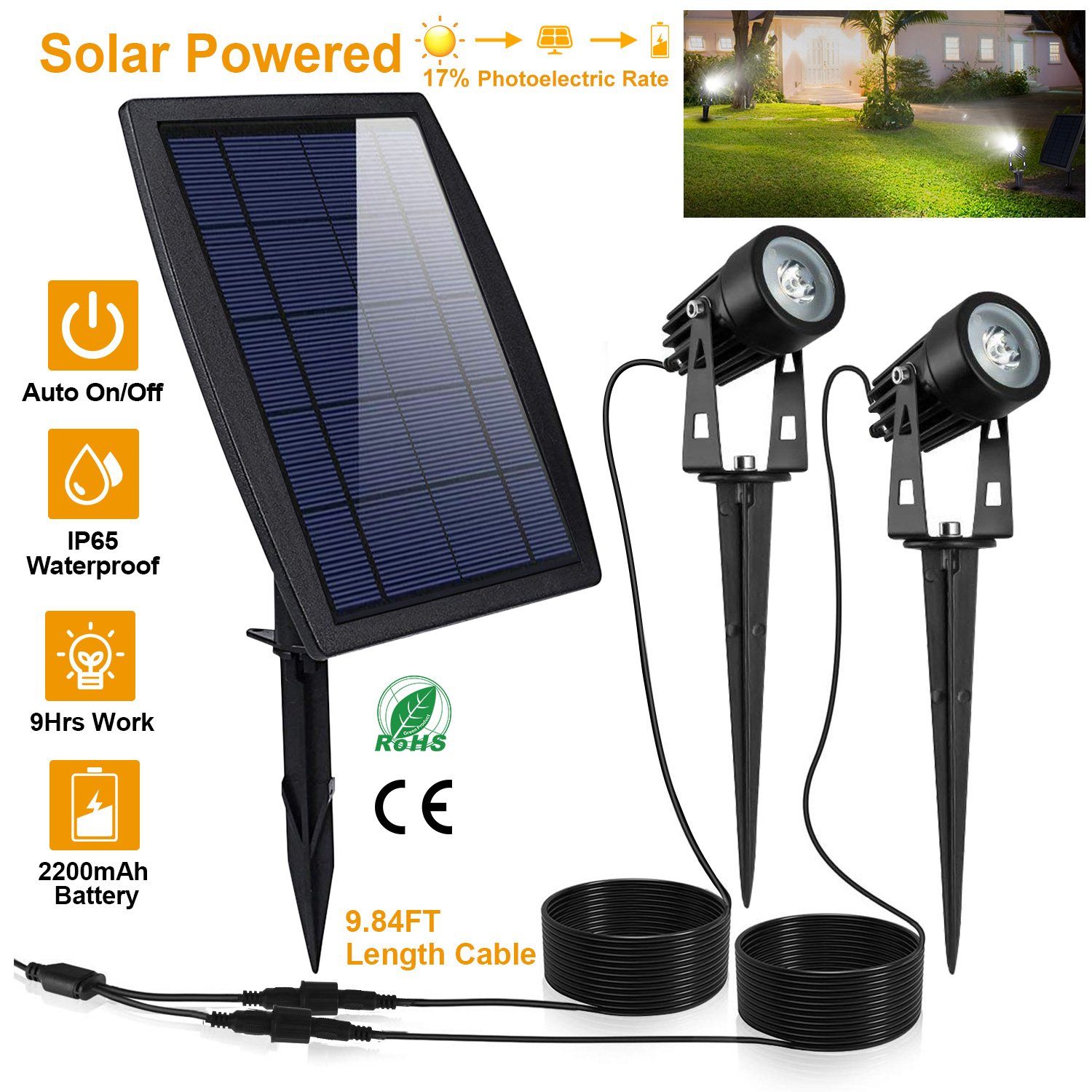 Twin Solar Spotlight Outdoor Light Outdoor Lighting - DailySale