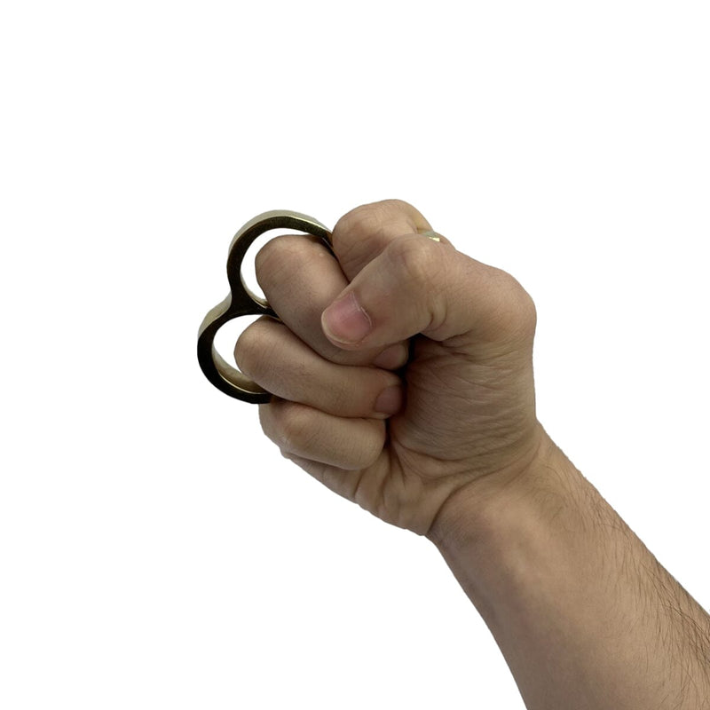 Two Finger Heavy Brass Knuckle on human hand