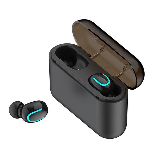 TWS Bluetooth 5.0 Sports Stereo Touch Control In-Ear Earphones with Charging Case Headphones & Audio Black - DailySale