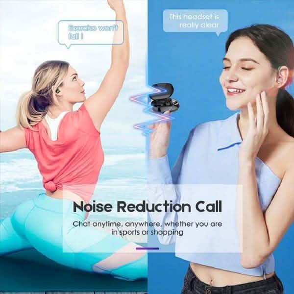 TWS Bluetooth Earphones with Microphones Sport Ear Hook LED Display Headphones & Audio - DailySale
